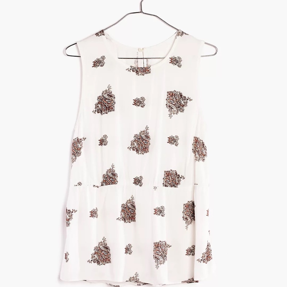 Madewell Ruffle Tank Top in Floating Paisley S